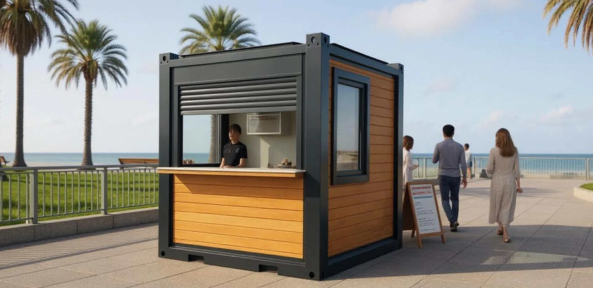 K200 S kiosk — frontal view with branded counter window and locking door.