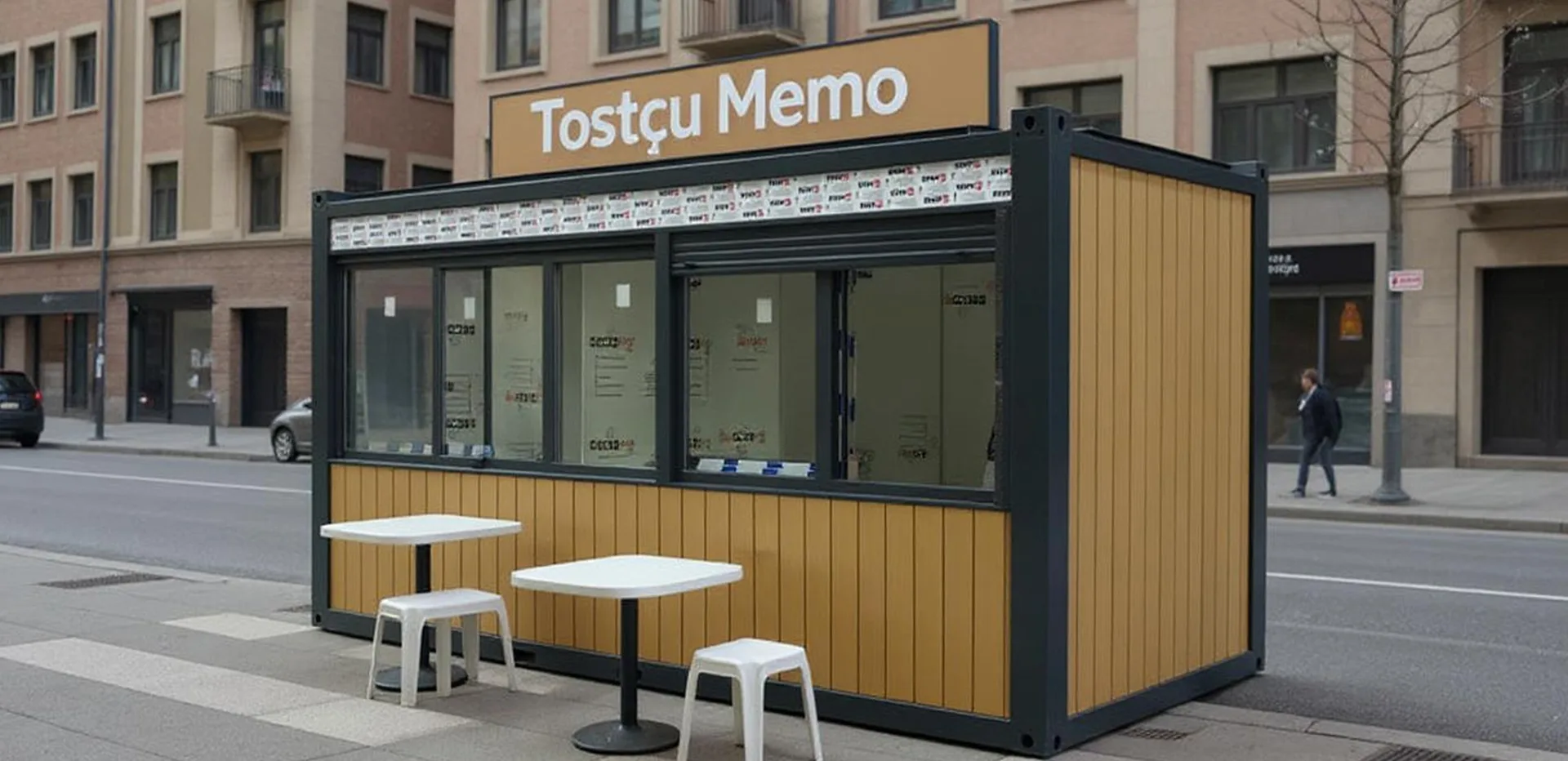 MODDOLIVING K600 portable kiosk with serving hatch.